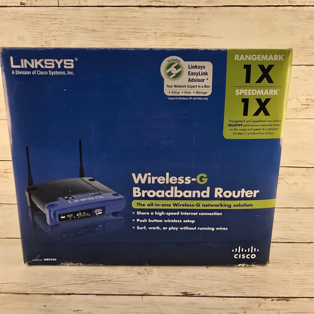 Linksys WRT54G Wireless-G Broadband Router 2.4GHz 802.11g 4-Port Switch Blue BLK